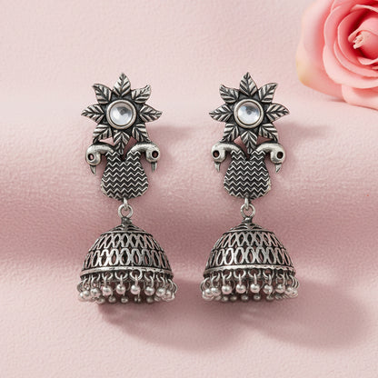 Fearless feathers jhumki earrings (White)