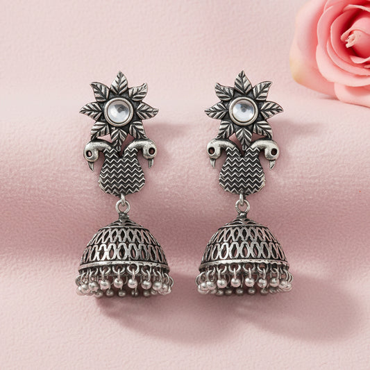 Fearless feathers jhumki earrings (White)
