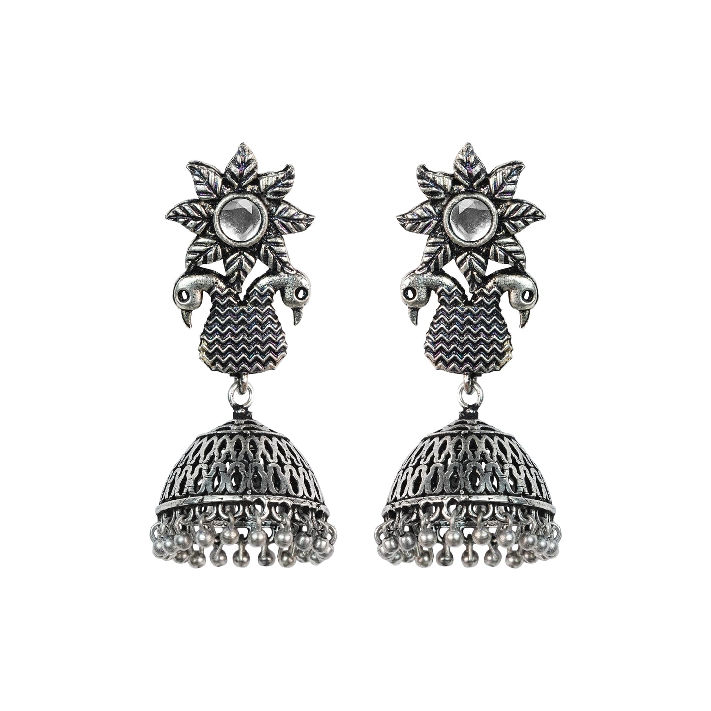 Fearless feathers jhumki earrings (White)