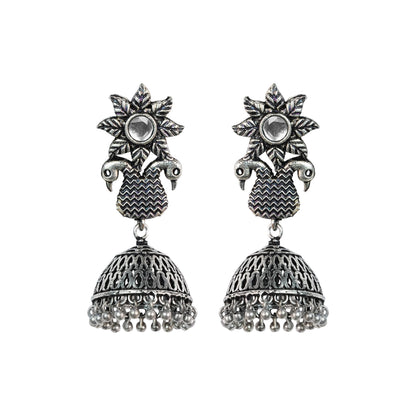 Fearless feathers jhumki earrings (White)