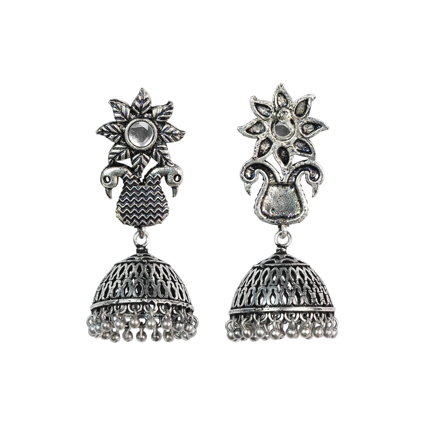 Fearless feathers jhumki earrings (White)