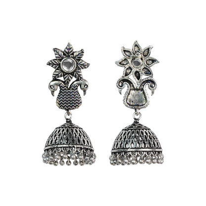 Fearless feathers jhumki earrings (White)