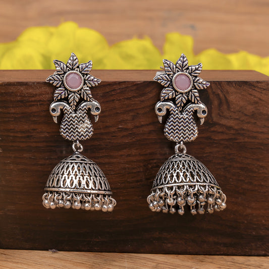 Fearless feathers jhumki earrings (Baby Pink)