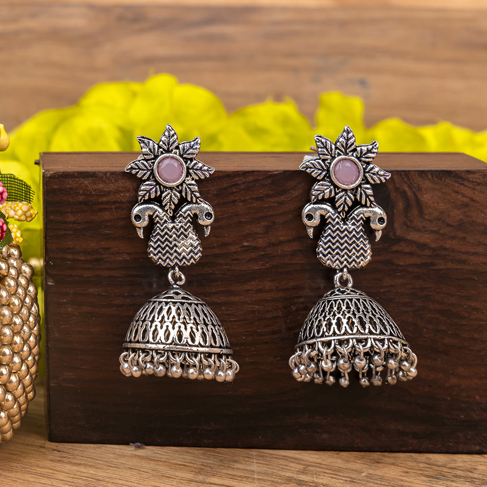 Fearless feathers jhumki earrings (Baby Pink)