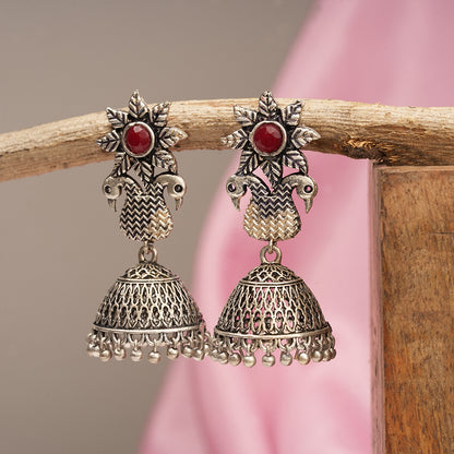 Fearless feathers jhumki earrings (Dark Maroon)