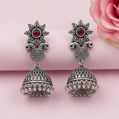 Fearless feathers jhumki earrings (Dark Maroon)
