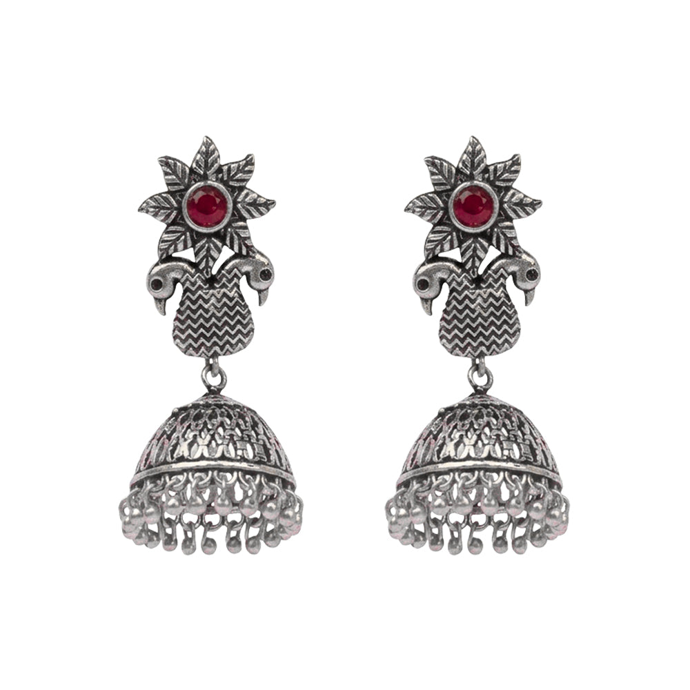 Fearless feathers jhumki earrings (Dark Maroon)