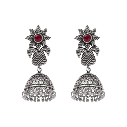 Fearless feathers jhumki earrings (Dark Maroon)