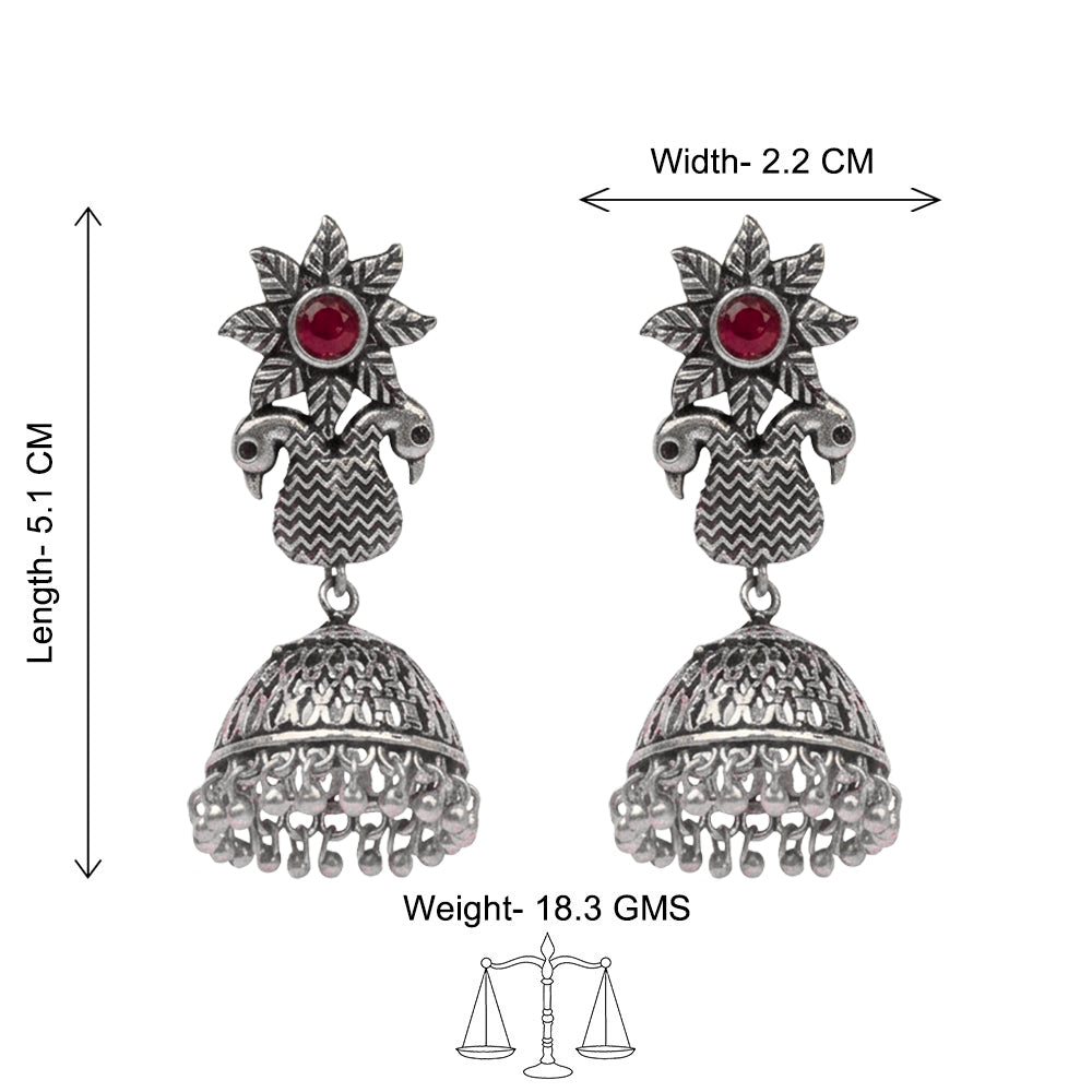 Fearless feathers jhumki earrings (Dark Maroon)