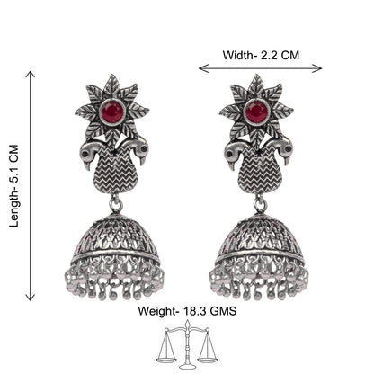 Fearless feathers jhumki earrings (Dark Maroon)
