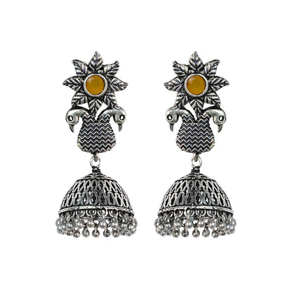 Fearless feathers jhumki earrings (Yellow)