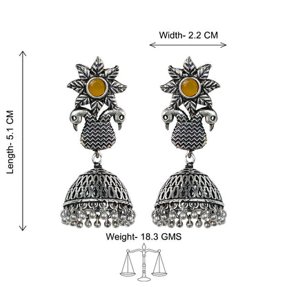 Fearless feathers jhumki earrings (Yellow)
