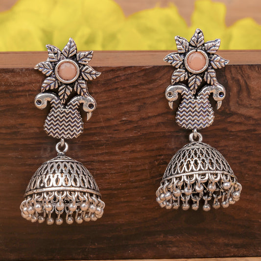 Fearless feathers jhumki earrings (Light Orange)