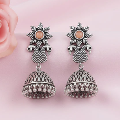 Fearless feathers jhumki earrings (Light Orange)