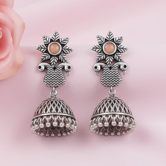 Fearless feathers jhumki earrings (Light Orange)