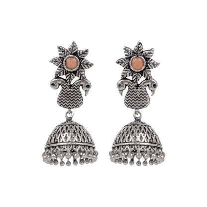 Fearless feathers jhumki earrings (Light Orange)