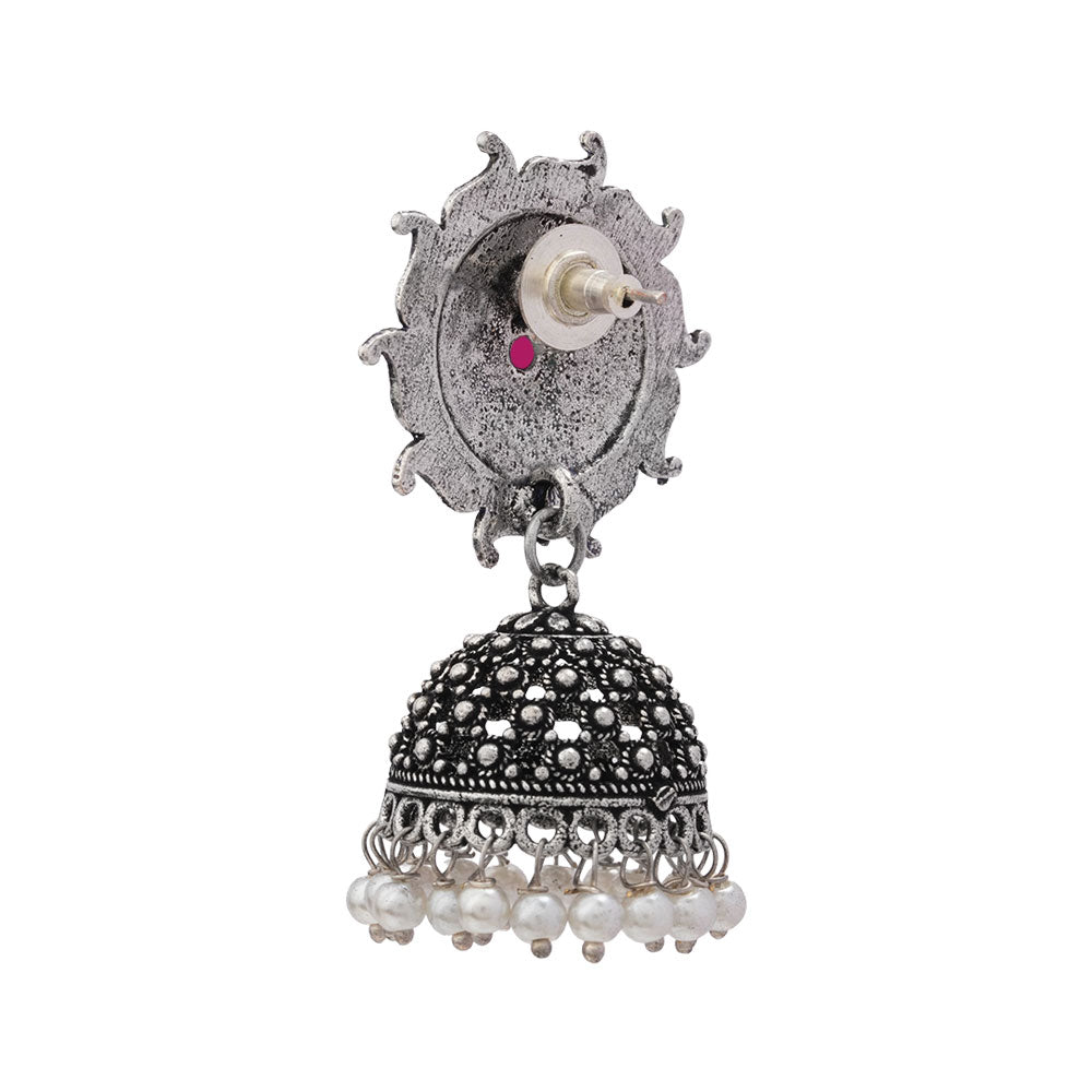 Sooraj radiance pearl jhumki earring (Red)