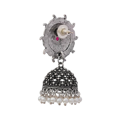 Sooraj radiance pearl jhumki earring (Red)