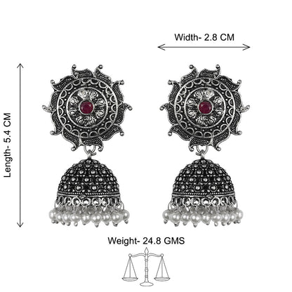 Sooraj radiance pearl jhumki earring (Red)