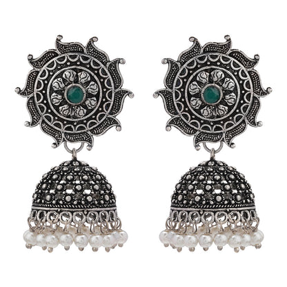 Sooraj radiance pearl jhumki earring (Green)