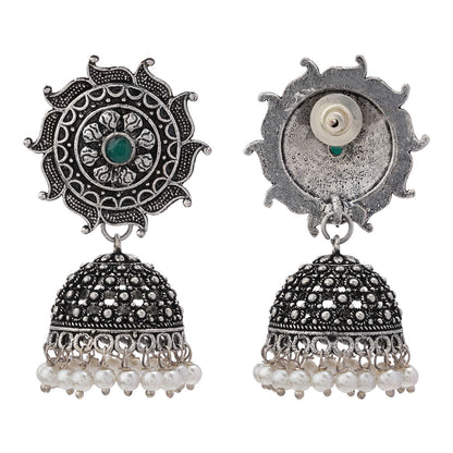 Sooraj radiance pearl jhumki earring (Green)