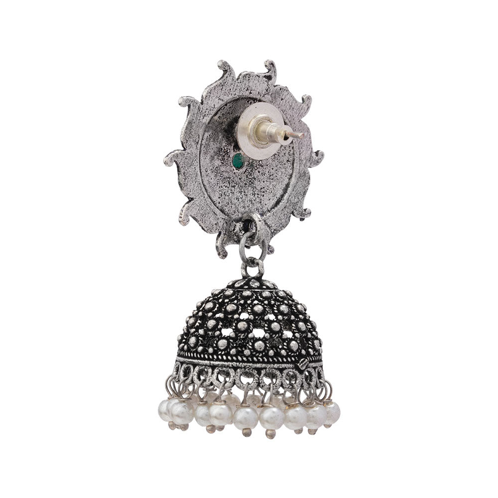 Sooraj radiance pearl jhumki earring (Green)