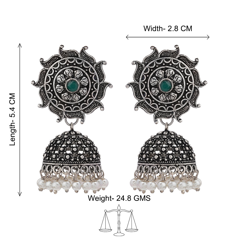 Sooraj radiance pearl jhumki earring (Green)