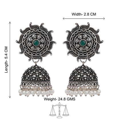 Sooraj radiance pearl jhumki earring (Green)