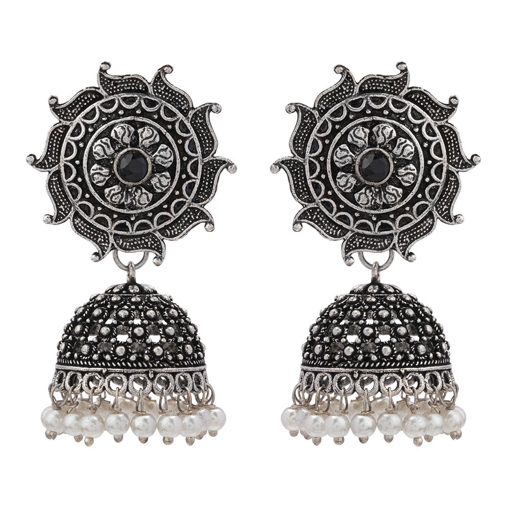 Sooraj radiance pearl jhumki earring (Black)