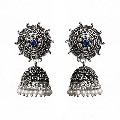 Sooraj radiance pearl jhumki earring (Blue)