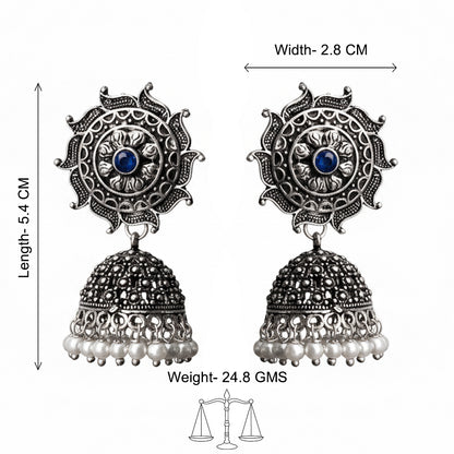 Sooraj radiance pearl jhumki earring (Blue)