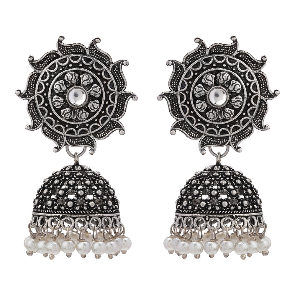 Sooraj radiance pearl jhumki earring (White)