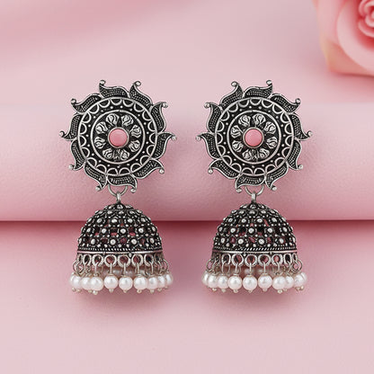 Sooraj radiance pearl jhumki earring (Baby Pink)