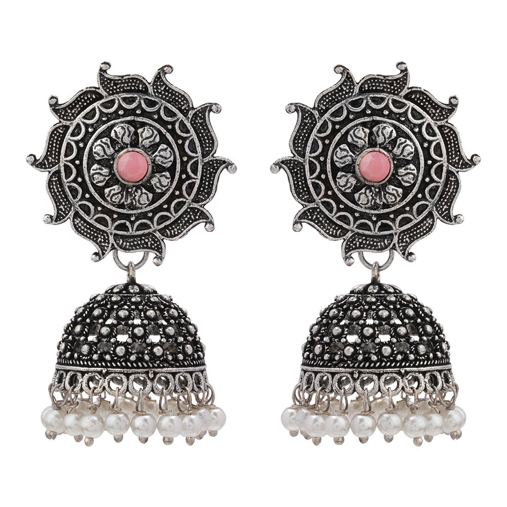 Sooraj radiance pearl jhumki earring (Baby Pink)