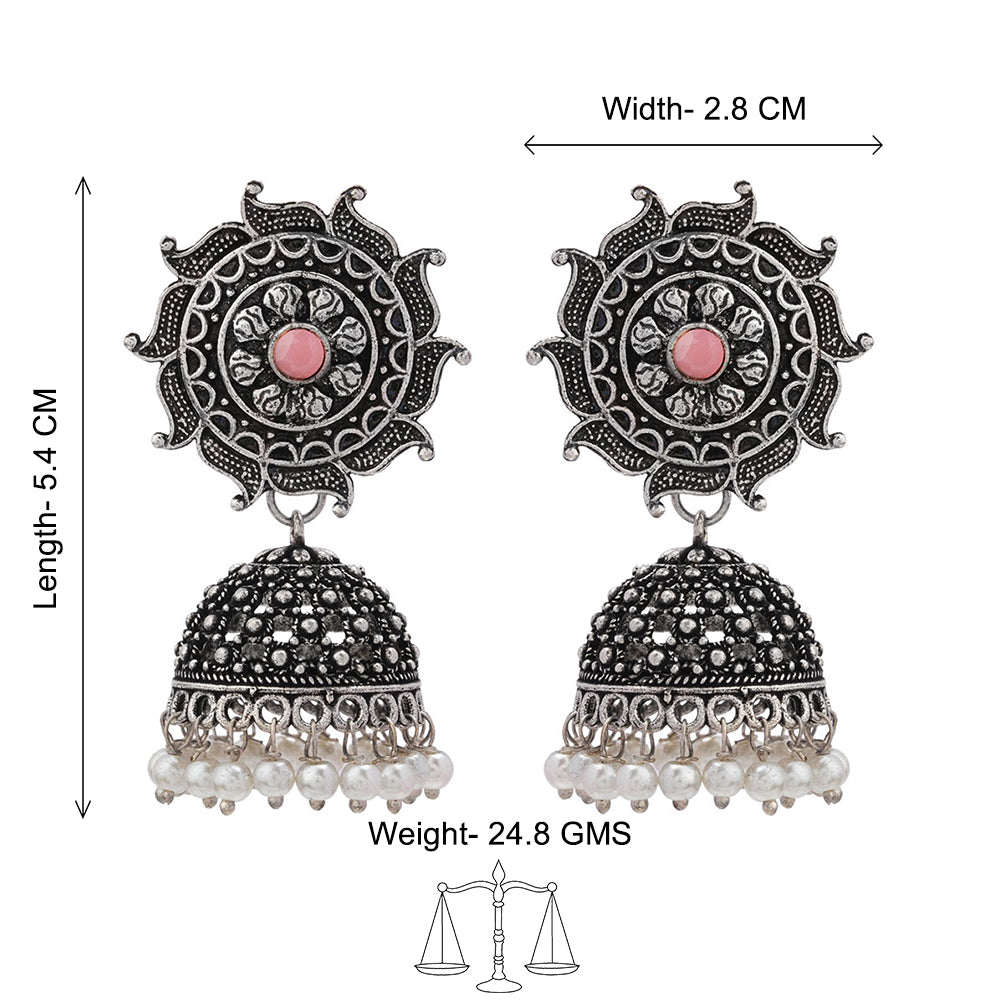 Sooraj radiance pearl jhumki earring (Baby Pink)
