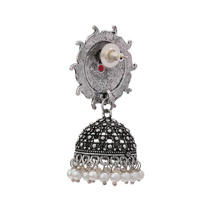 Sooraj radiance pearl jhumki earring (Dark Red)