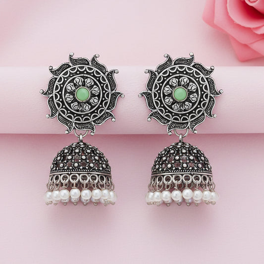 Sooraj radiance pearl jhumki earring (Pista)