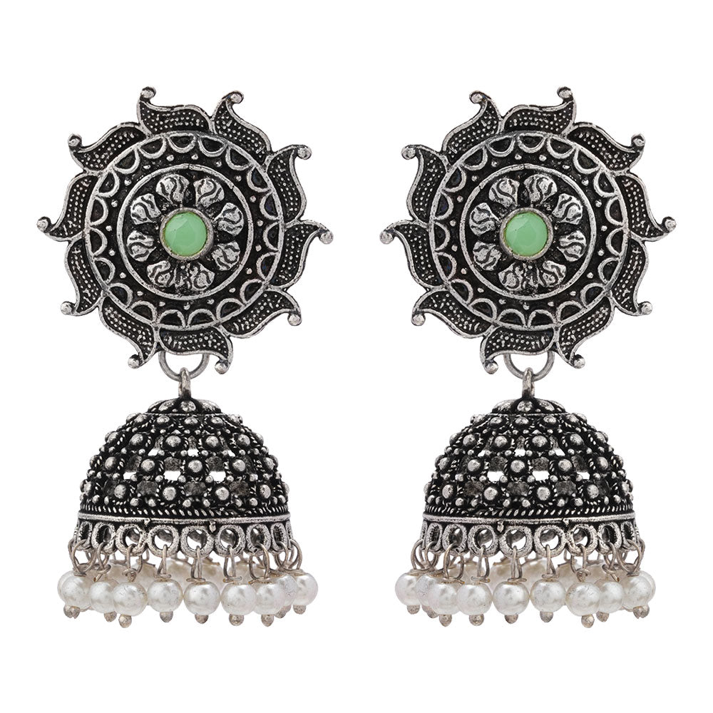 Sooraj radiance pearl jhumki earring (Pista)