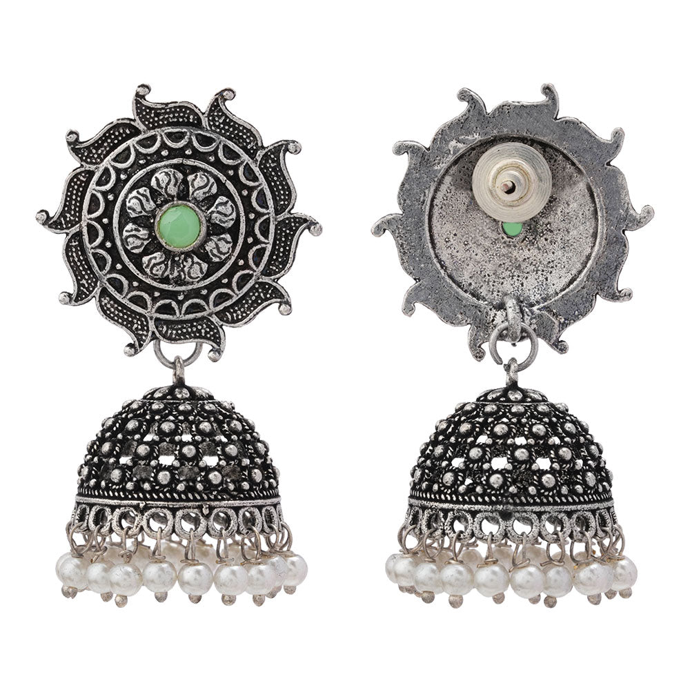 Sooraj radiance pearl jhumki earring (Pista)