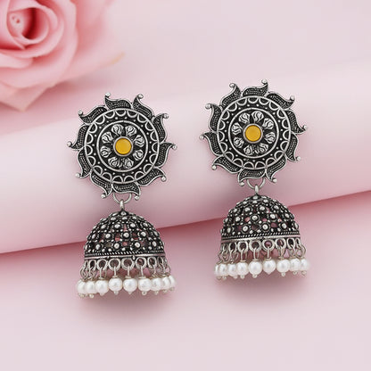 Sooraj radiance pearl jhumki earring (Yellow)