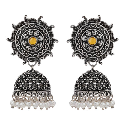 Sooraj radiance pearl jhumki earring (Yellow)