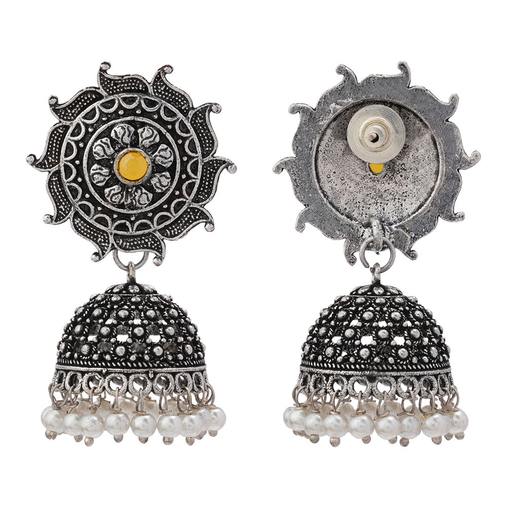 Sooraj radiance pearl jhumki earring (Yellow)