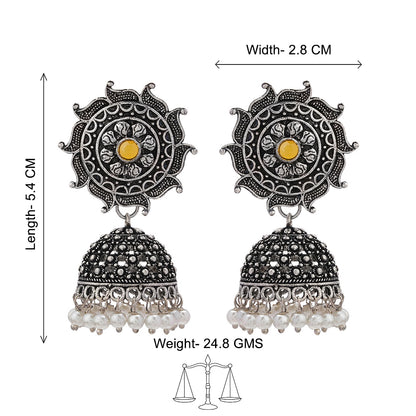 Sooraj radiance pearl jhumki earring (Yellow)