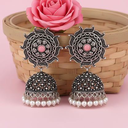 Sooraj radiance pearl jhumki earring (Light Orange)