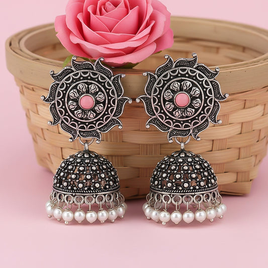 Sooraj radiance pearl jhumki earring (Light Orange)