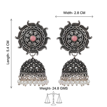 Sooraj radiance pearl jhumki earring (Light Orange)