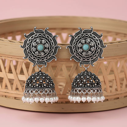 Sooraj radiance pearl jhumki earring (Mint)