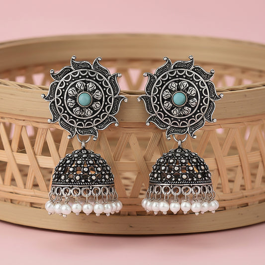 Sooraj radiance pearl jhumki earring (Mint)