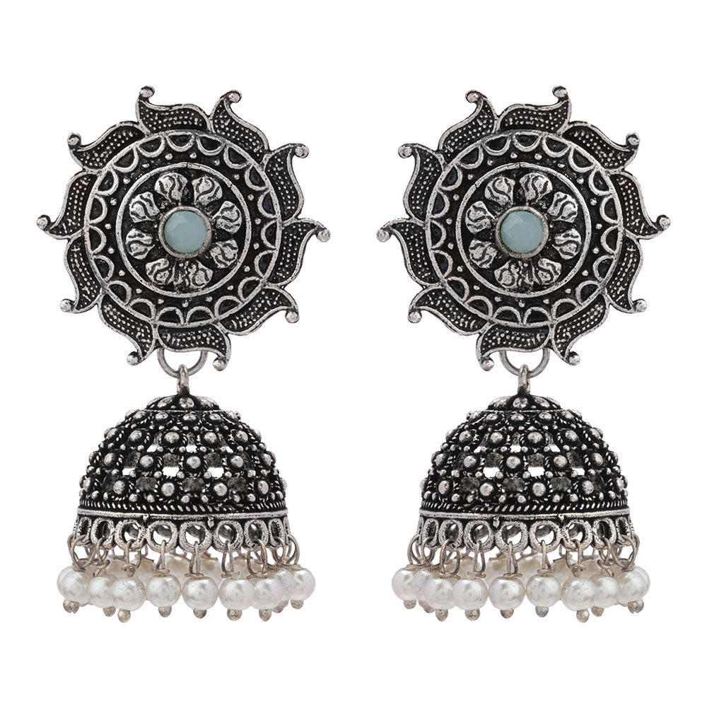 Sooraj radiance pearl jhumki earring (Mint)
