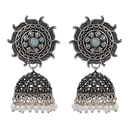 Sooraj radiance pearl jhumki earring (Mint)